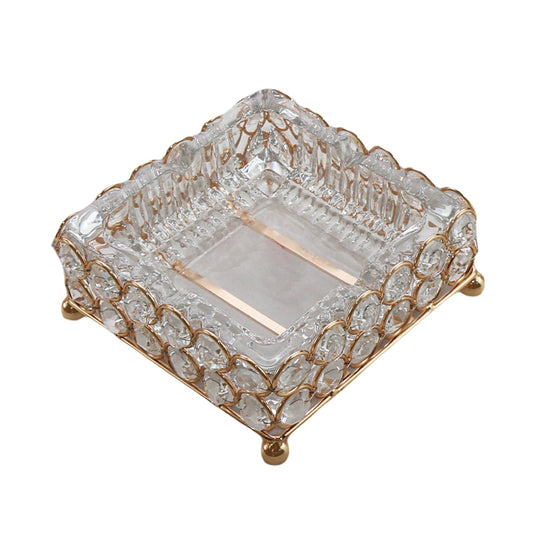 Glass Ashtray with Metal Stand