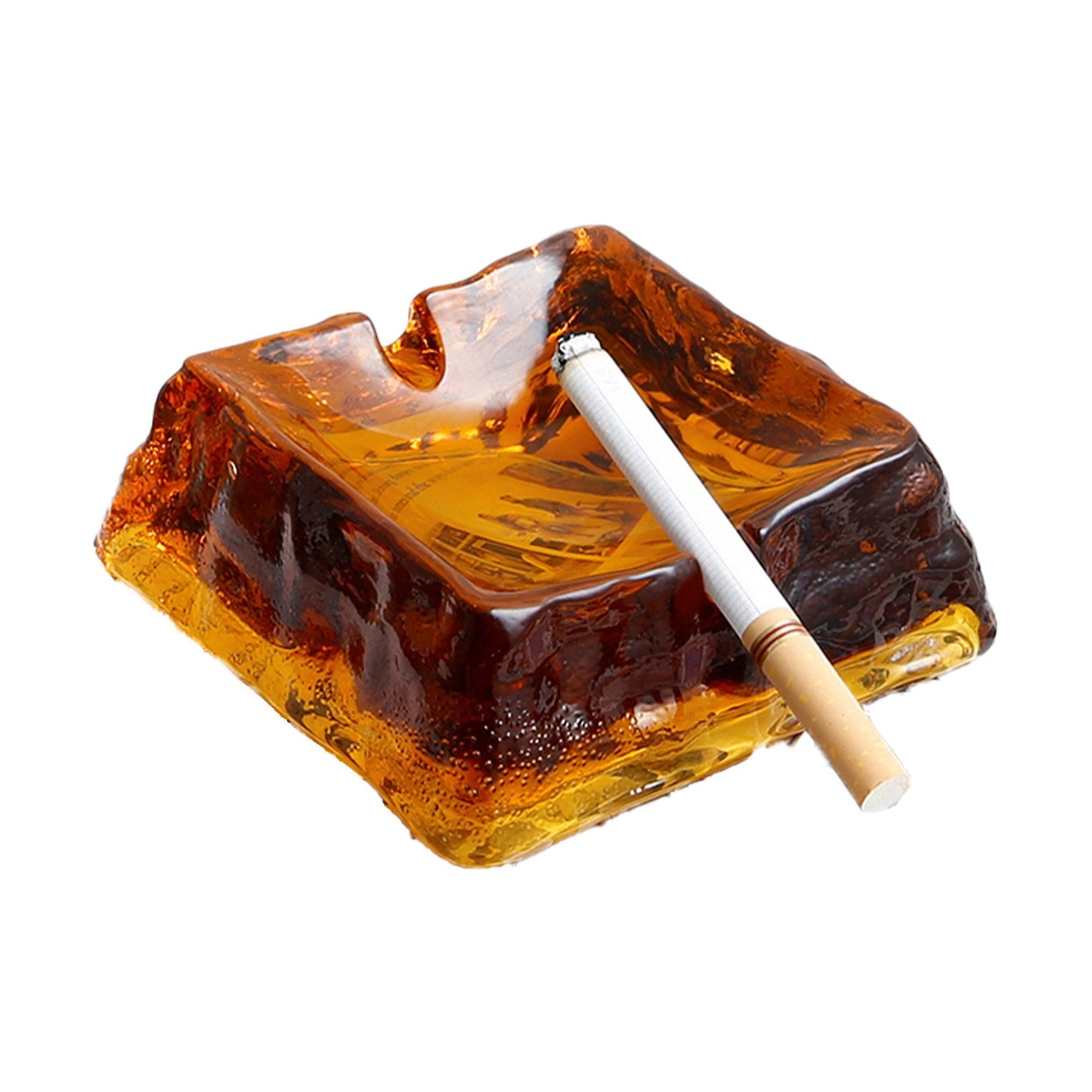 Glass Square Ashtray With Grooves (3.9-inch)
