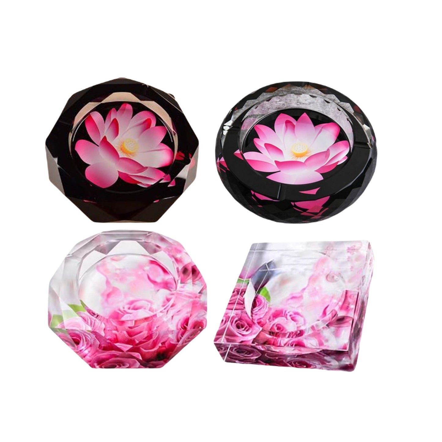 Ashtray Crystal Glass 5.7-inch (Lotus, Roses, Daffodils, Tulips, Wishing Tree)