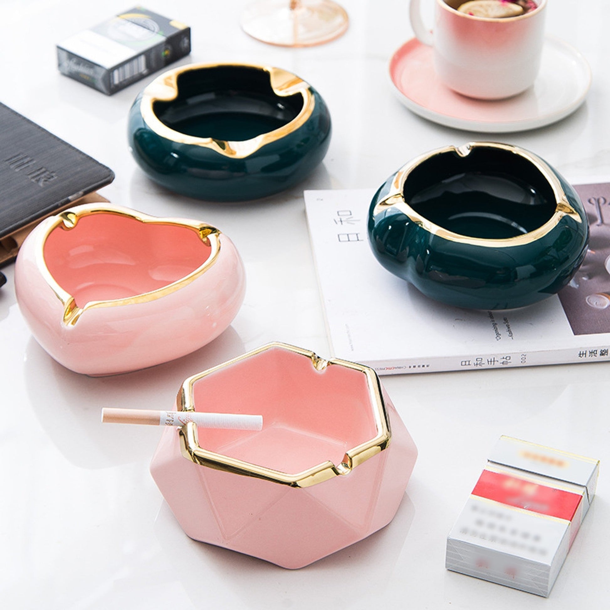 Nordic Ceramic Ashtray with Gold Rim - Available in Pink or Green – Mary  Jane Toolbox