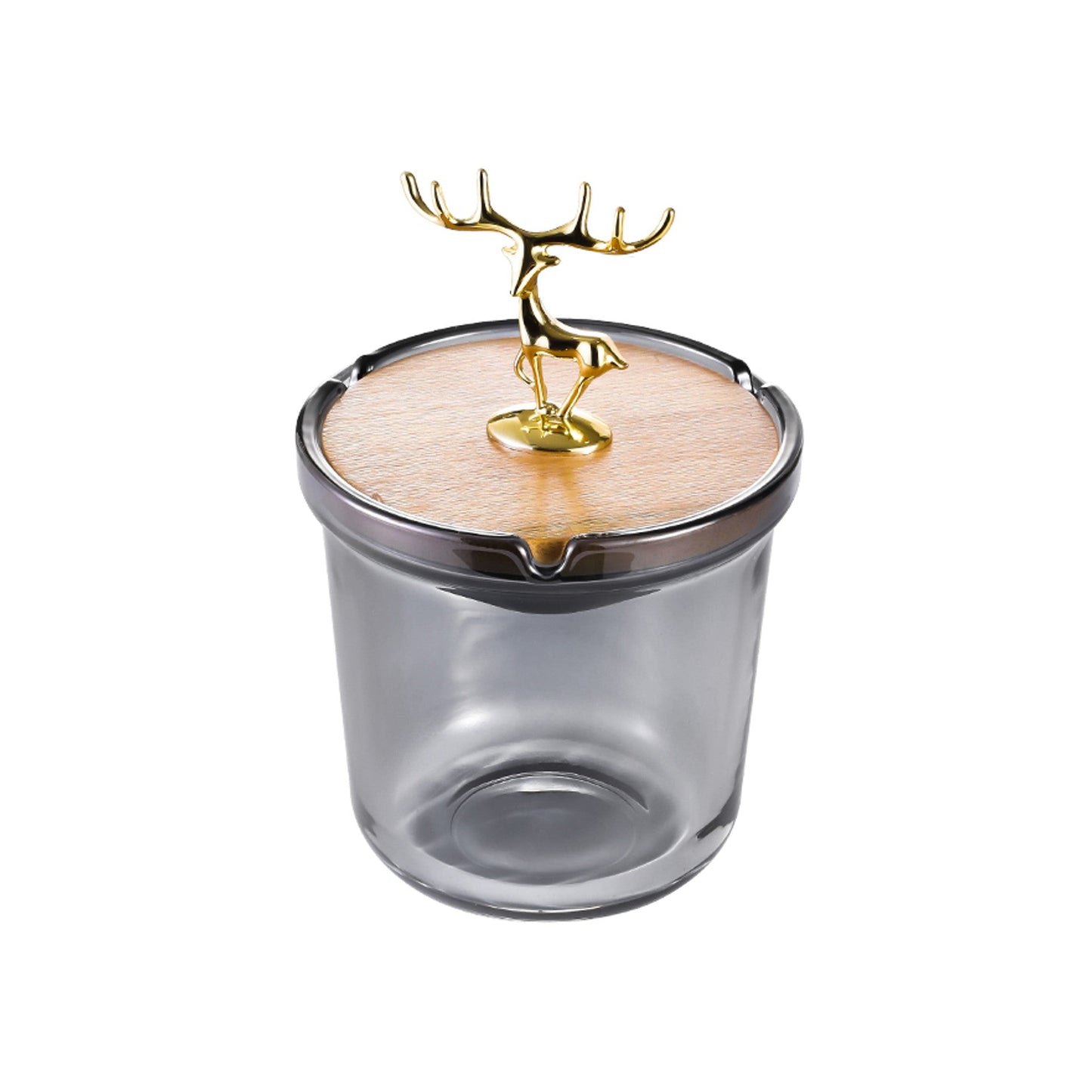 Gold Elk Ashtray with Lid Lead Free Glass