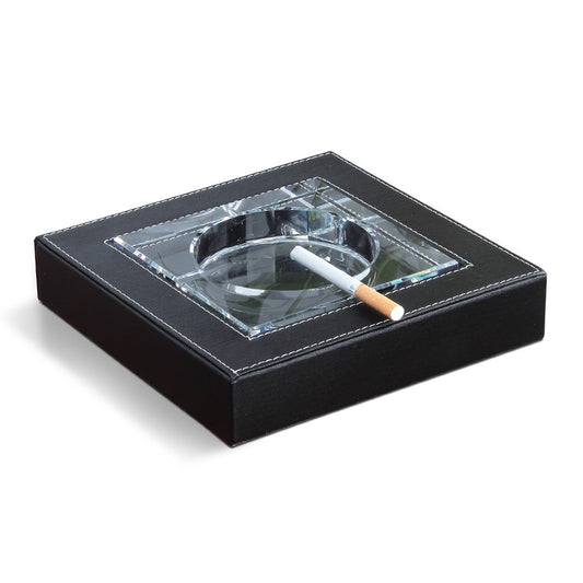 Glass Ashtray with Leather Case Small or Large
